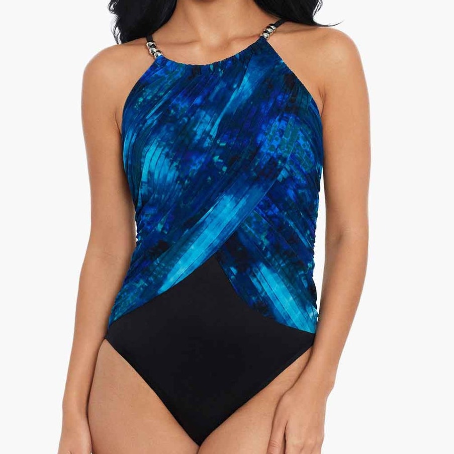 Magicsuit Nwt Lisa One Piece Swimsuit Hazy Daze Size 10 Underwire Bra Blue Black